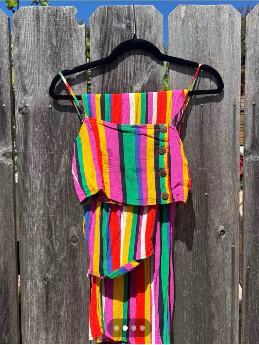 Forever 21 Rainbow Striped Crop Top & Wide Leg Pants Set